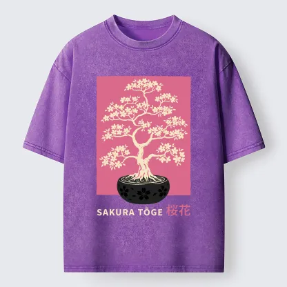 Tokyo-Tiger Sakura Bonsai Washed T-Shirt
