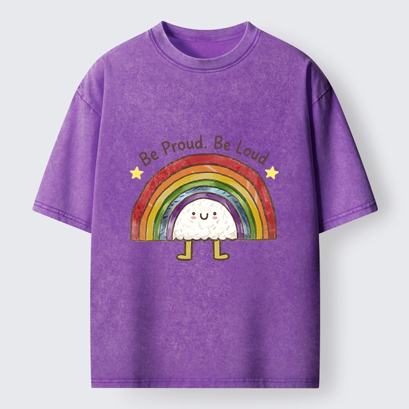 Tokyo-Tiger Rainbow Rice Ball Pride Art Washed T-Shirt