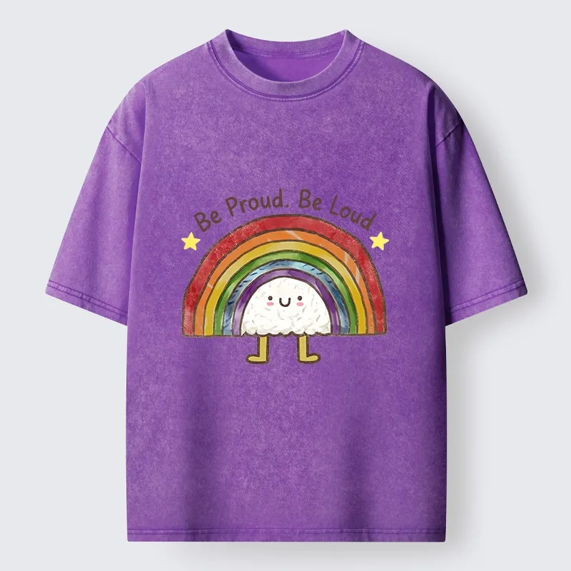 Tokyo-Tiger Rainbow Rice Ball Pride Art Washed T-Shirt