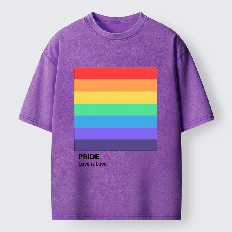 Tokyo-Tiger Pride Month Rainbow Flag Art Washed T-Shirt