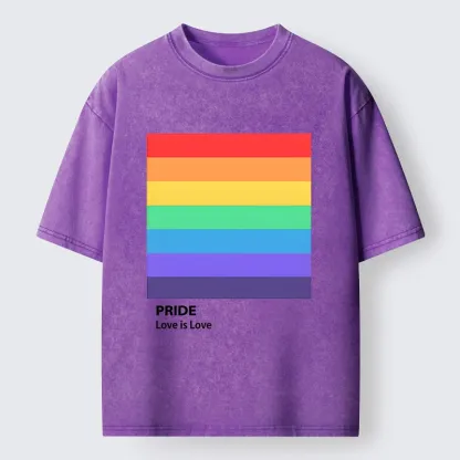 Tokyo-Tiger Pride Month Rainbow Flag Art Washed T-Shirt