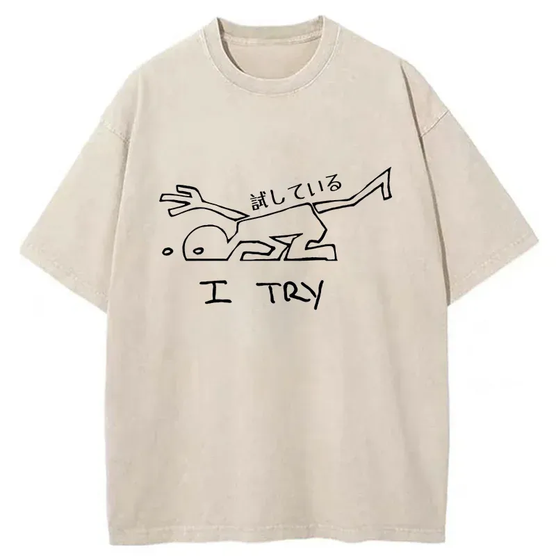 Tokyo-Tiger I'm Trying Washed T-Shirt