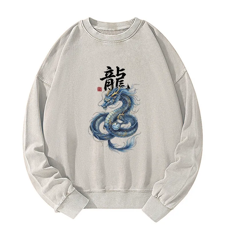 Tokyo-Tiger Mythic Blue Dragon Washed Sweatshirt Sale