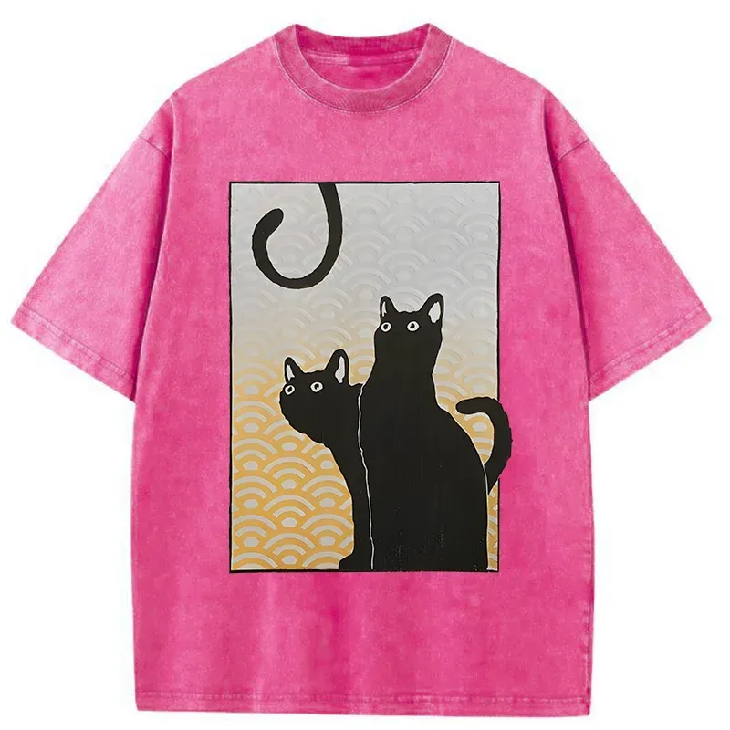 Tokyo-Tiger Three Black Cats Washed T-Shirt
