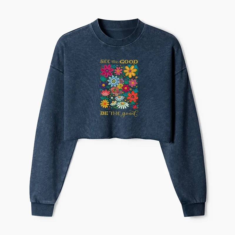 Tokyo-Tiger Flower：See The Good Be The Good Washed Crop Sweatshirt