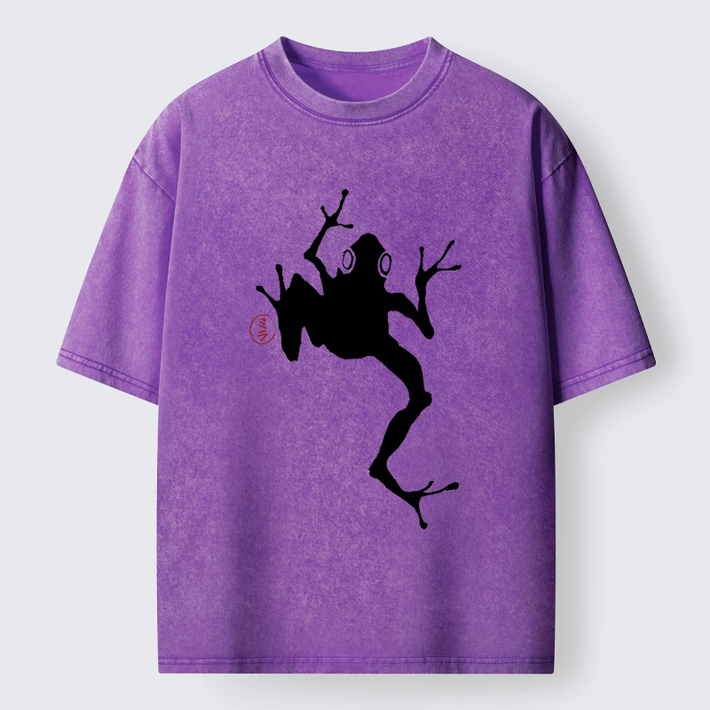 Tokyo-Tiger Japanese Frog Ink Wash Washed T-Shirt