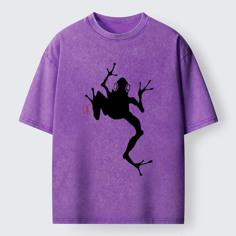 Tokyo-Tiger Japanese Frog Ink Wash Washed T-Shirt