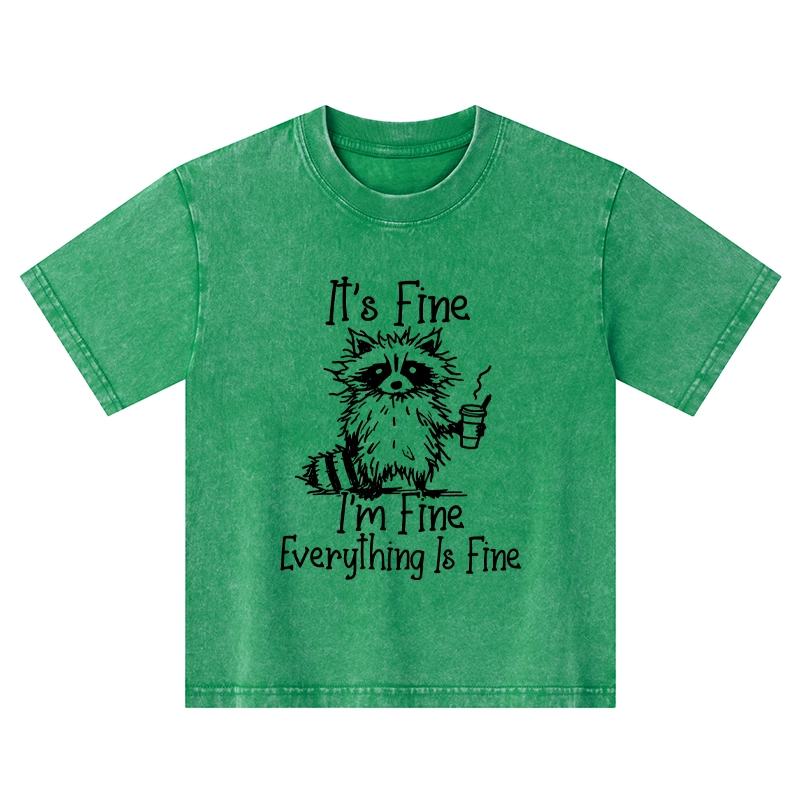 Tokyo-Tiger Raccoon Fine Meme Kids Washed T-Shirt