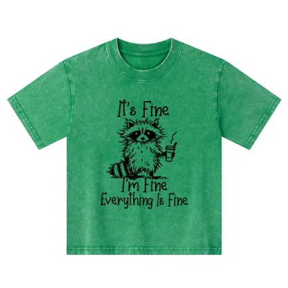 Tokyo-Tiger Raccoon Fine Meme Kids Washed T-Shirt