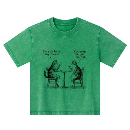 Tokyo-Tiger Cat Poker Night Kids Washed T-Shirt