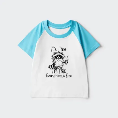 Tokyo-Tiger Raccoon Fine Meme Kids Raglan T-shirt