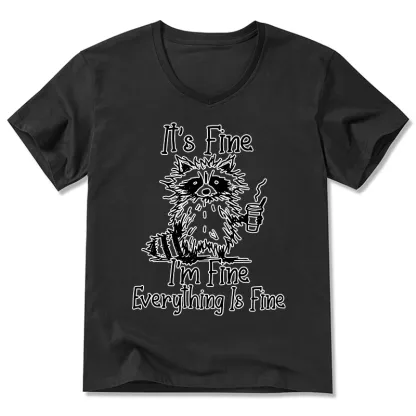 Tokyo-Tiger Raccoon Fine Meme V-Neck Classic T-Shirt