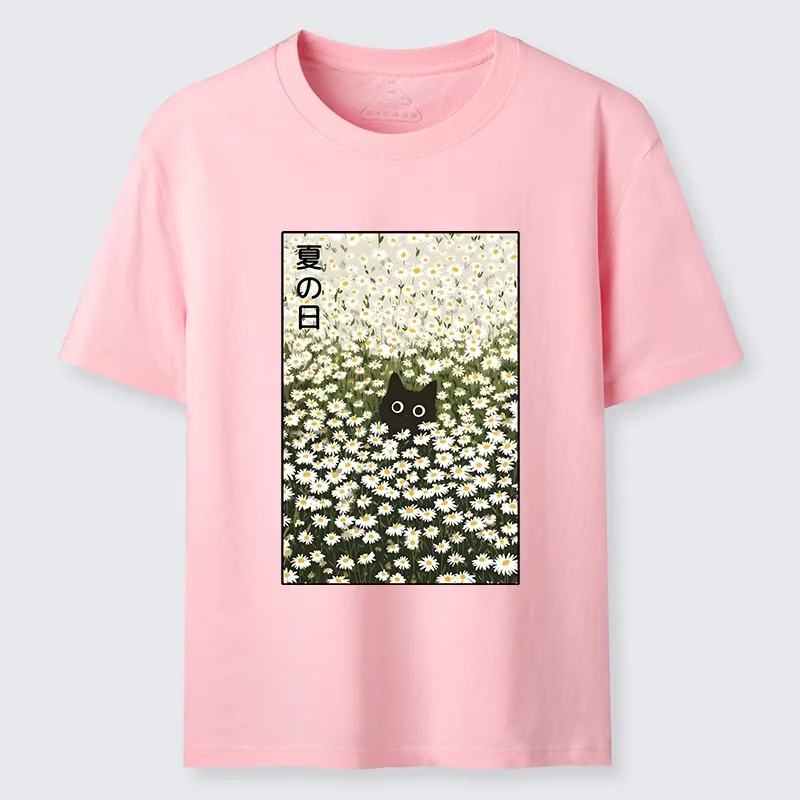 Tokyo-Tiger Summer Day Daisies Black Cat Classic T-Shirt