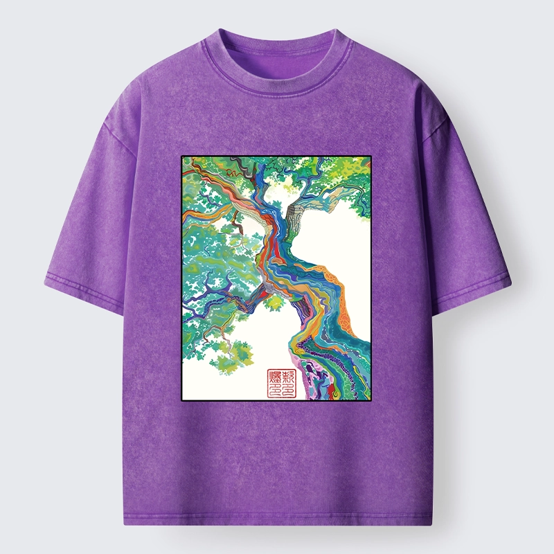 Tokyo-Tiger Colorful Magic Tree Washed T-Shirt