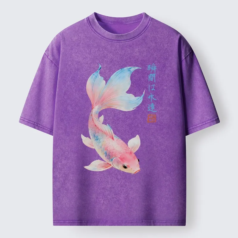 Tokyo-Tiger Koi Fish Dreamy Hues Washed T-Shirt