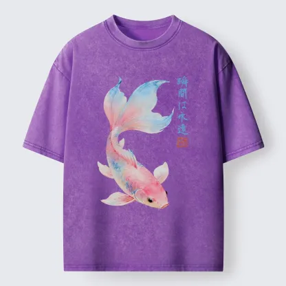 Tokyo-Tiger Koi Fish Dreamy Hues Washed T-Shirt