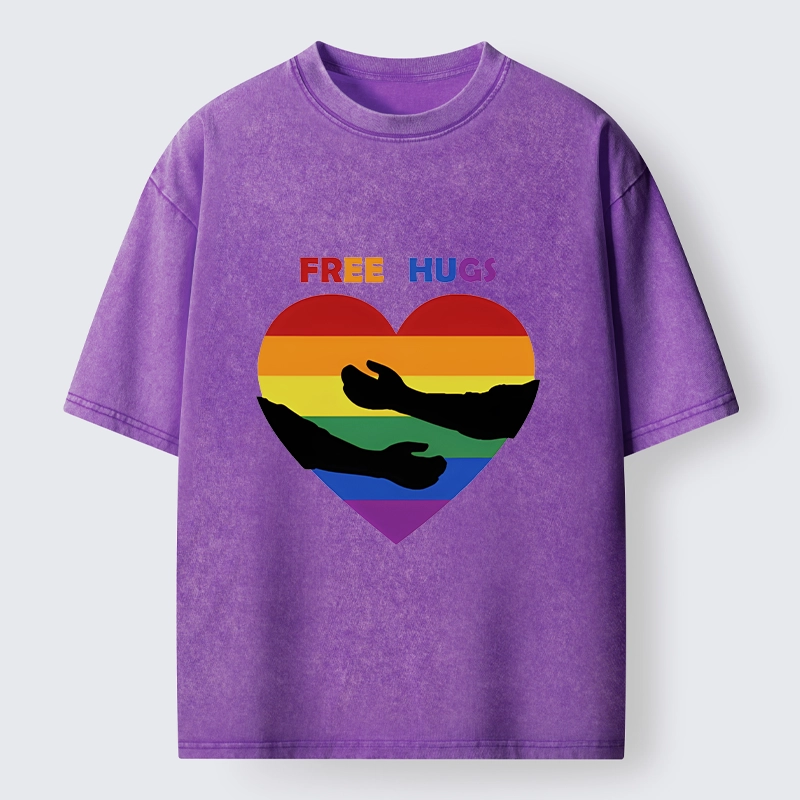 Tokyo-Tiger Spread Love With Free Hugs Washed T-Shirt