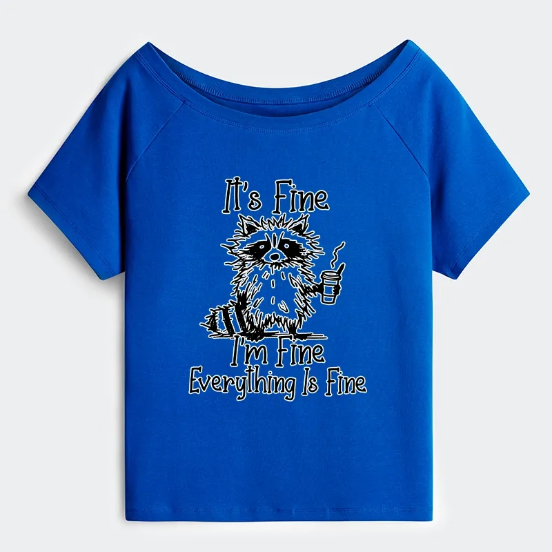 Tokyo-Tiger Raccoon Fine Meme Off Shoulder T-Shirt
