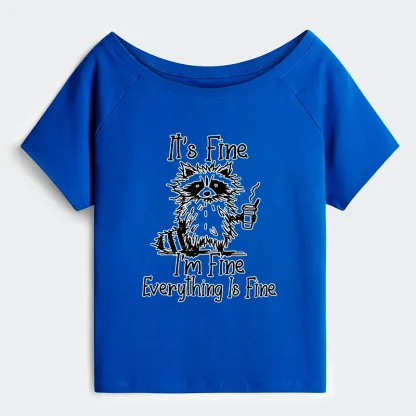 Tokyo-Tiger Raccoon Fine Meme Off Shoulder T-Shirt