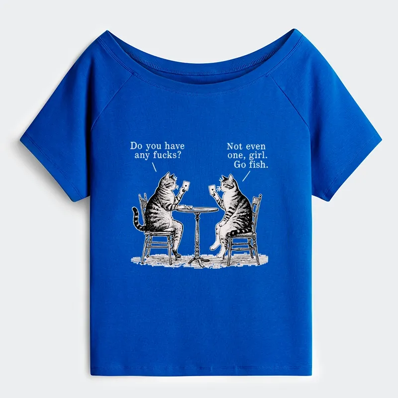 Tokyo-Tiger Cat Poker Night Off Shoulder T-Shirt