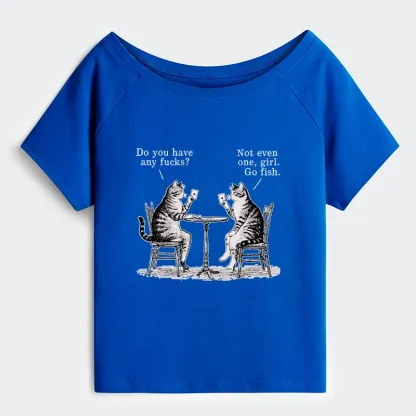 Tokyo-Tiger Cat Poker Night Off Shoulder T-Shirt