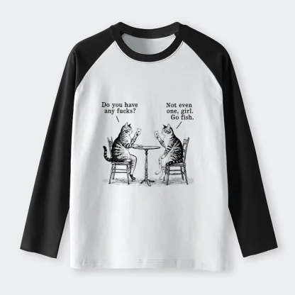 Tokyo-Tiger Cat Poker Night Raglan Long Sleeve T-shirt