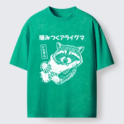 Tokyo-Tiger Naughty Raccoon Washed T-Shirt