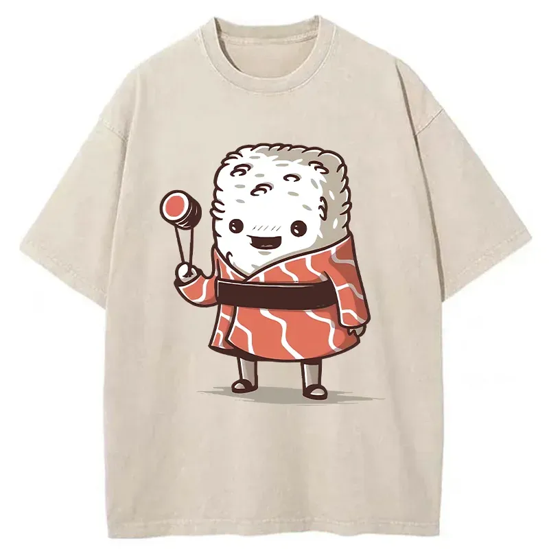 Tokyo-Tiger Delicious And Funny Sushi Washed T-Shirt