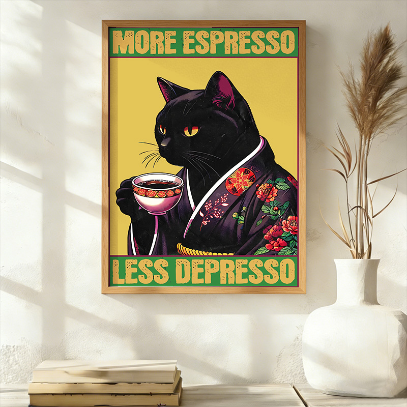 Tokyo-Tiger Up Caffeine Down Depression Wall Art Poster