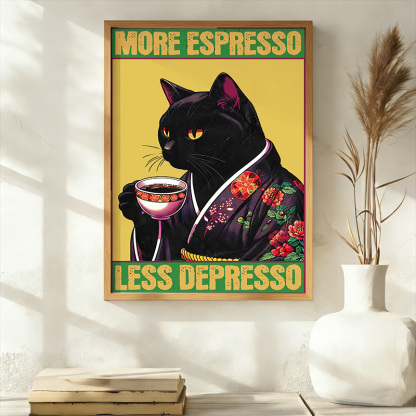 Tokyo-Tiger Up Caffeine Down Depression Wall Art Poster