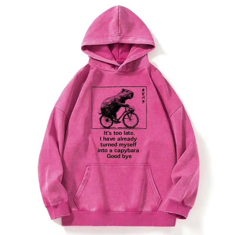 Tokyo-Tiger Funny Capybara Riding A Bicycle Washed Hoodie