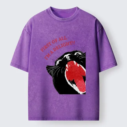 Tokyo-Tiger Funny Cat Yelling Quote Meme Washed T-Shirt