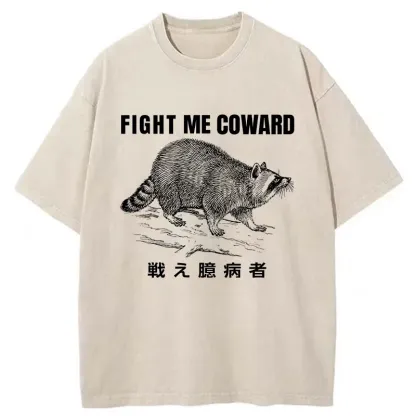 Tokyo-Tiger Fight Raccoon Japanese Washed T-Shirt