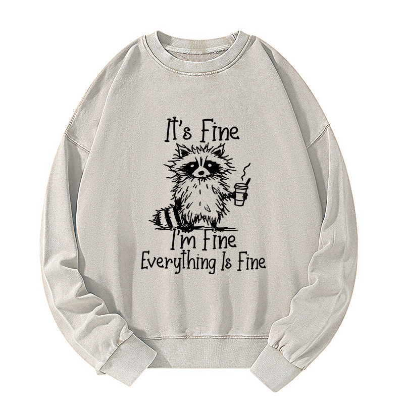 Tokyo-Tiger Raccoon Fine Meme Washed Sweatshirt