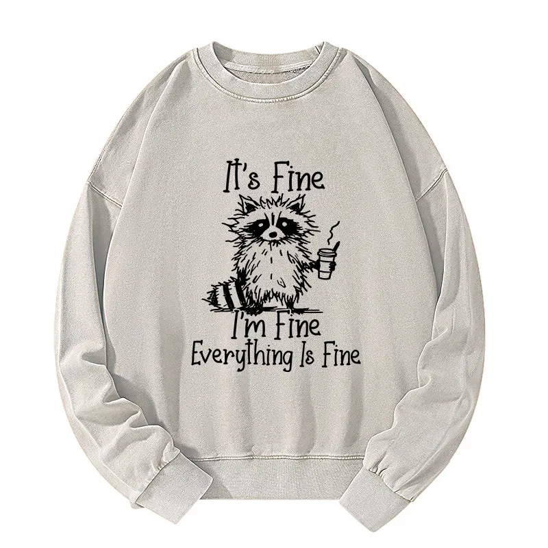 Tokyo-Tiger Raccoon Fine Meme Washed Sweatshirt Sale