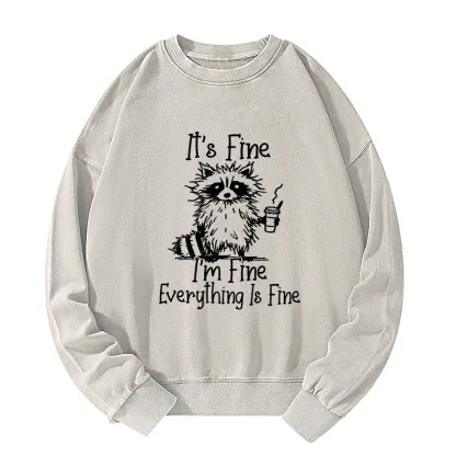 Tokyo-Tiger Raccoon Fine Meme Washed Sweatshirt