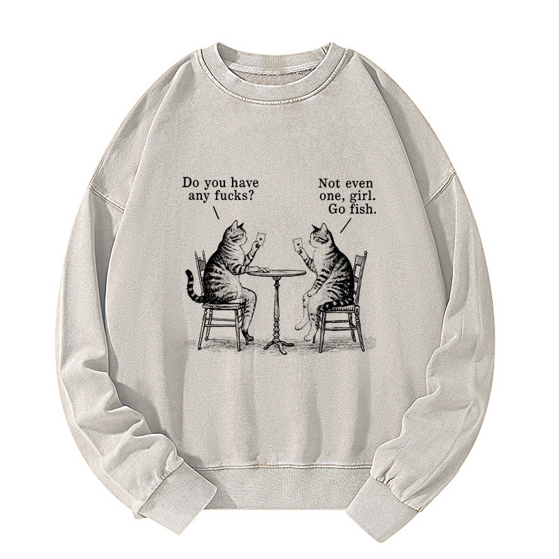 Tokyo-Tiger Cat Poker Night Washed Sweatshirt