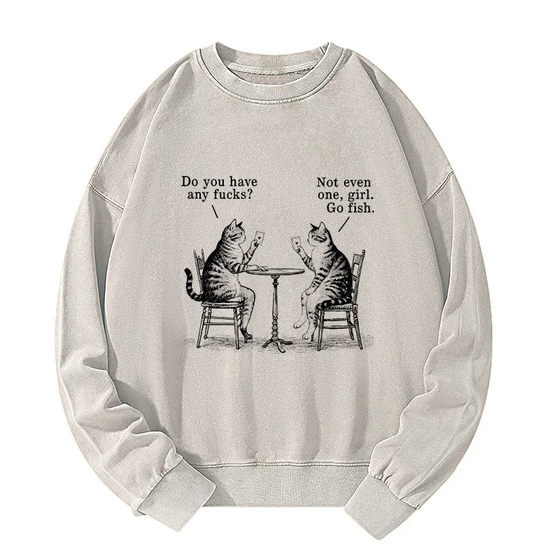 Tokyo-Tiger Cat Poker Night Washed Sweatshirt Sale