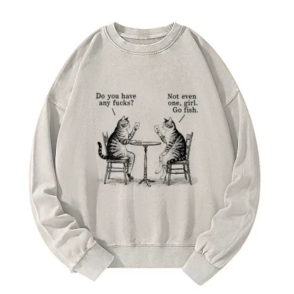 Tokyo-Tiger Cat Poker Night Washed Sweatshirt