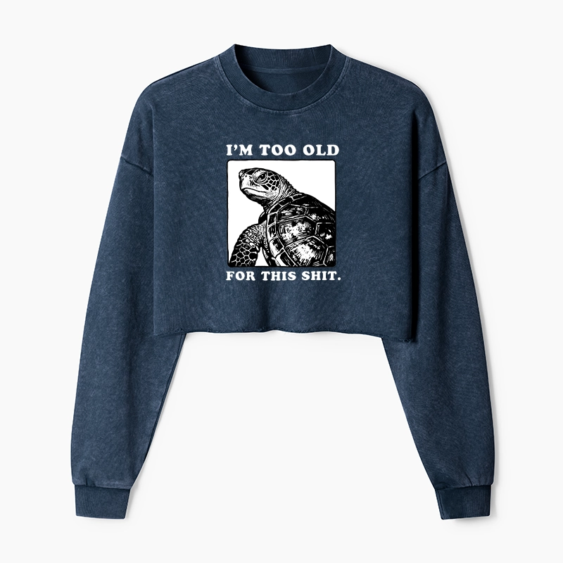 Tokyo-Tiger Turtle I Quit Meme Energy Washed Crop Sweatshirt