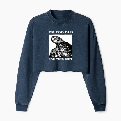 Tokyo-Tiger Turtle I Quit Meme Energy Washed Crop Sweatshirt