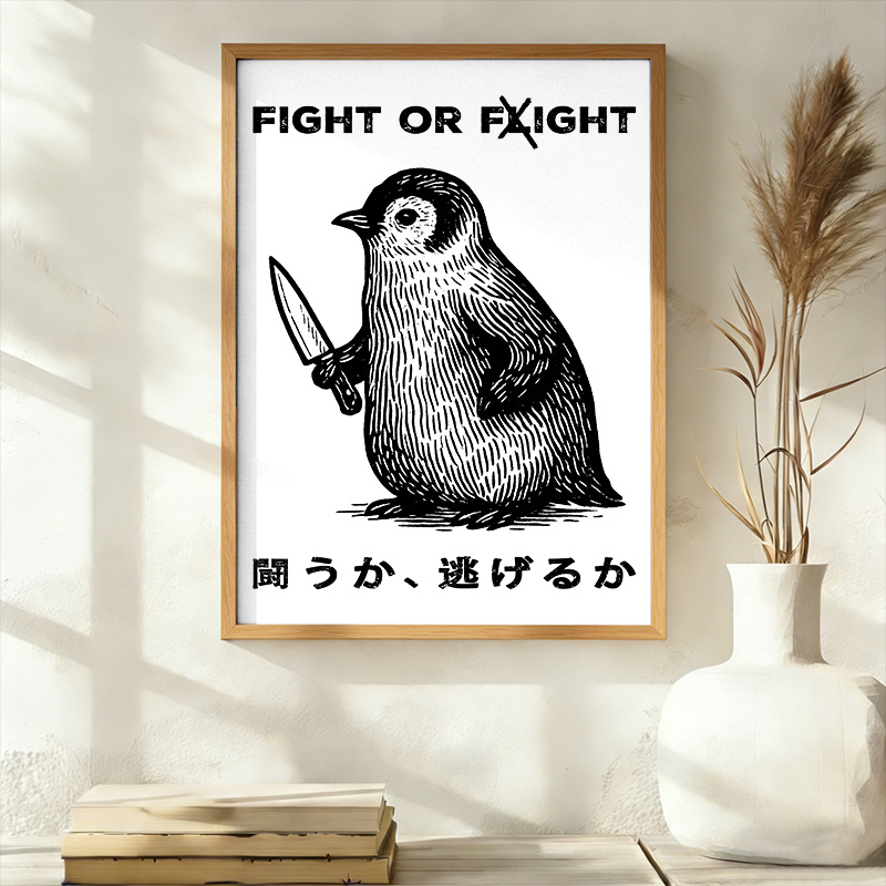 Tokyo-Tiger Funny Fight Or Flight Wall Art Poster