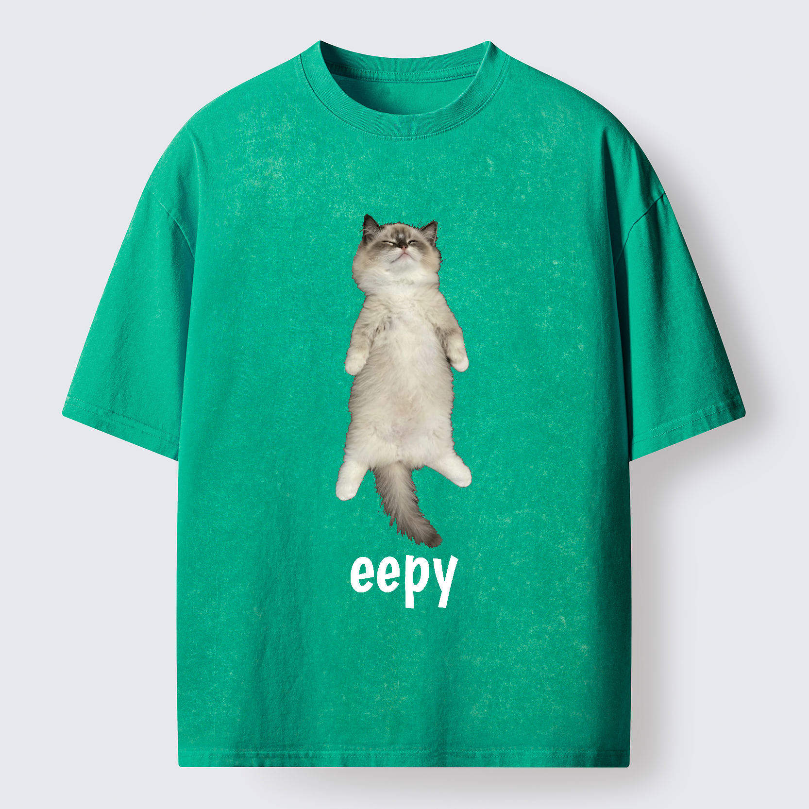 Tokyo-Tiger Cute Eepy Cat Washed T-Shirt