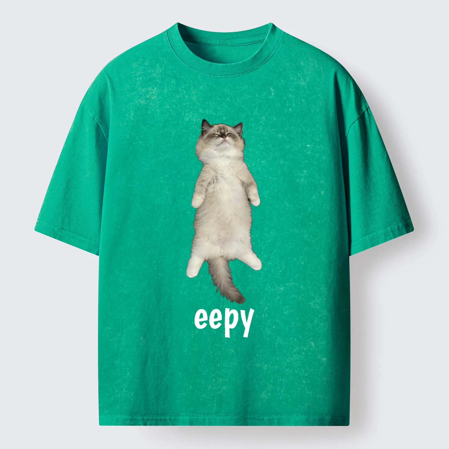 Tokyo-Tiger Cute Eepy Cat Washed T-Shirt