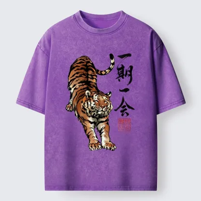 Tokyo-Tiger Japanese Ink Tiger Art Washed T-Shirt