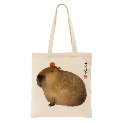 Tokyo-Tiger Calm Capybara Illustration Tote Bag