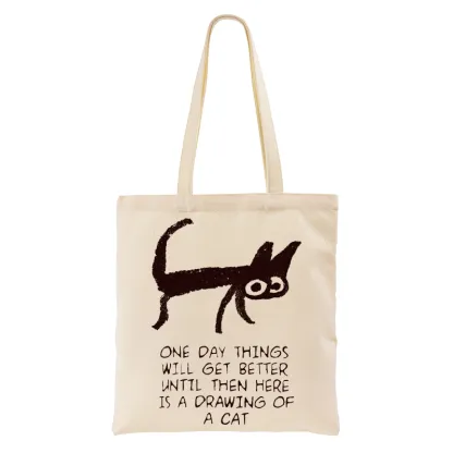 Tokyo-Tiger Cat Cheer Up Drawing Tote Bag