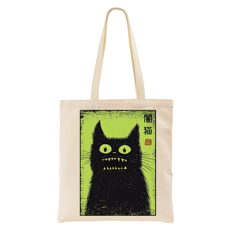 Tokyo-Tiger Spooky Black Cat Japanese Tote Bag