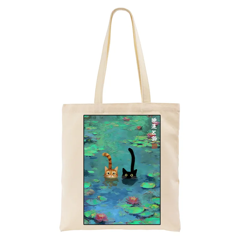 Tokyo-Tiger Funny Cats Swimming In Lilies Tote Bag Sale