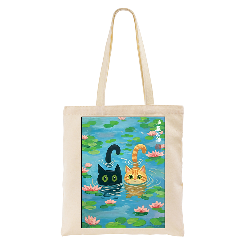 Tokyo-Tiger Cats In The Lotus Pond Tote Bag